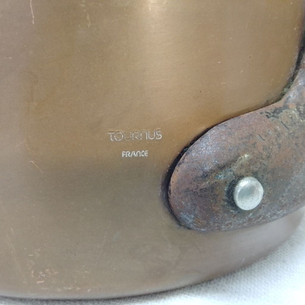Tournus makers stamp on vintage French copper pan from French Originals NZ